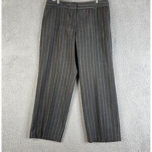 Talbots Dress Pant 14P Brown Stripe Metallic Wool Blend Stretch Taper Leg Career